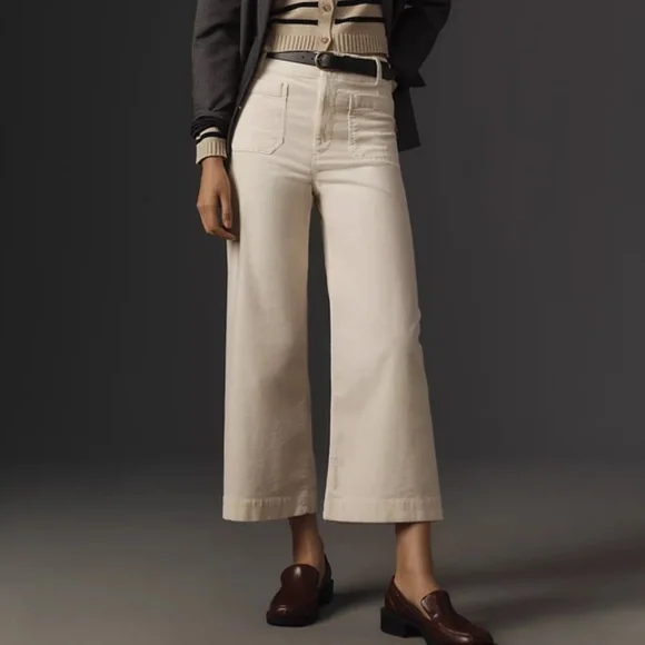 Anthropologie The Colette Corduroy Crop Wide-Leg Pants by Maeve 27 - Picture 1 of 16